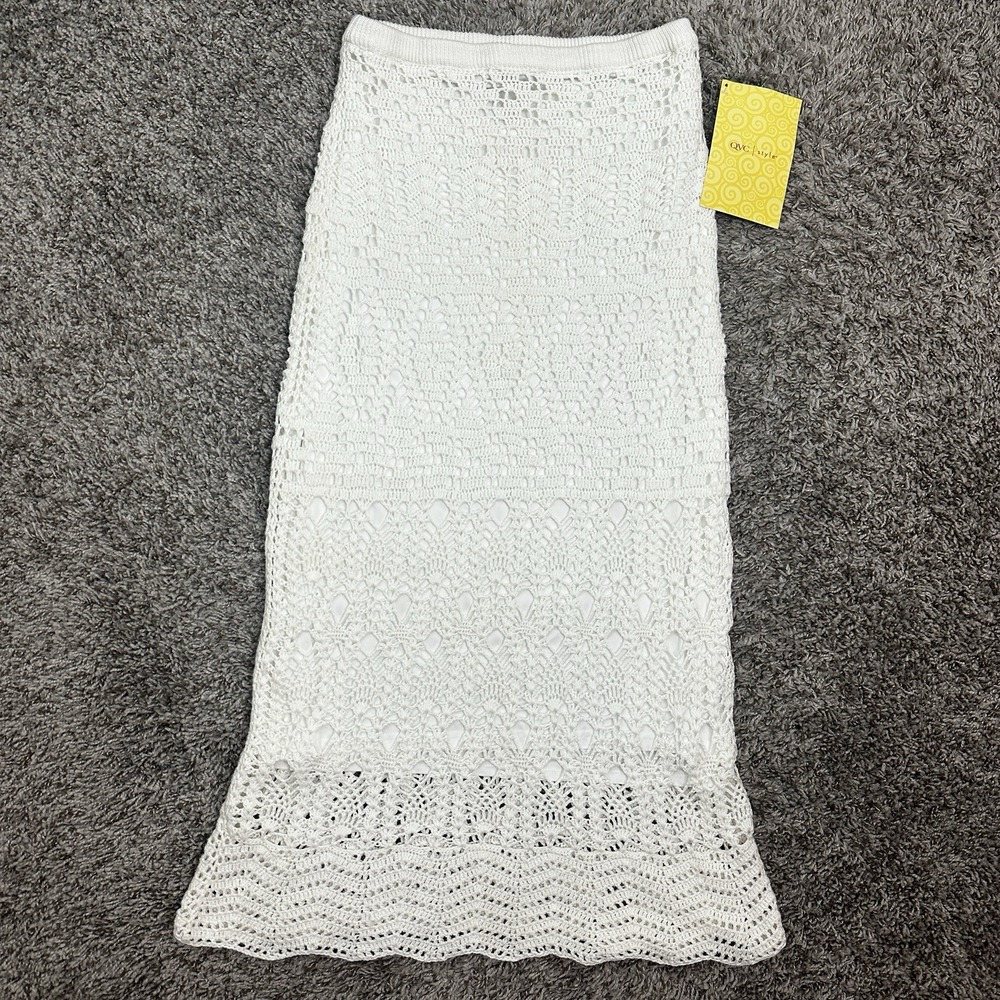Crochet Lace Skirt Lined Size XS White Long Boho Western Cottage NWT